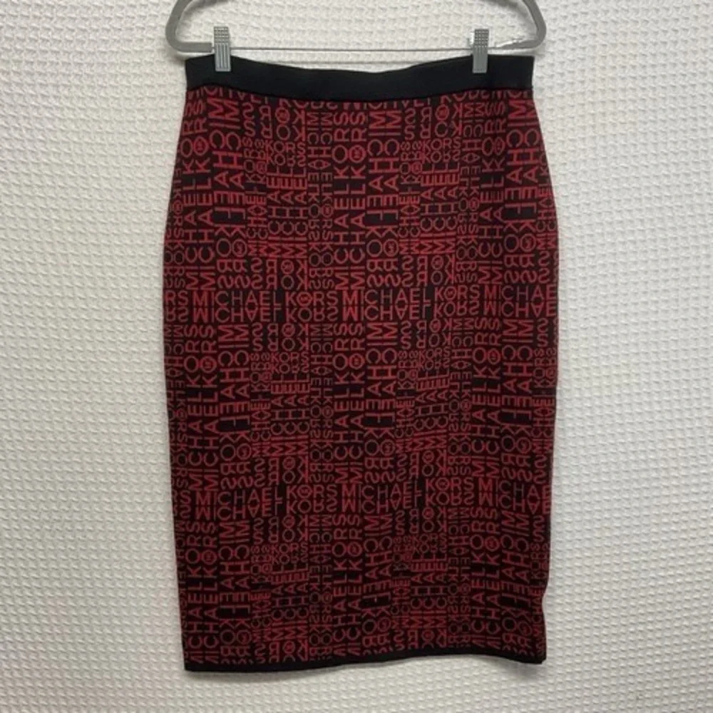 NWT Michael Kors Monogram Logo Print Stretch Pencil Midi Skirt Women XL Cambodia